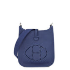 Hermes Shoulder Bag Evelyne TPM 111 Amazon Blue Tie Silver Taurillon Clemence