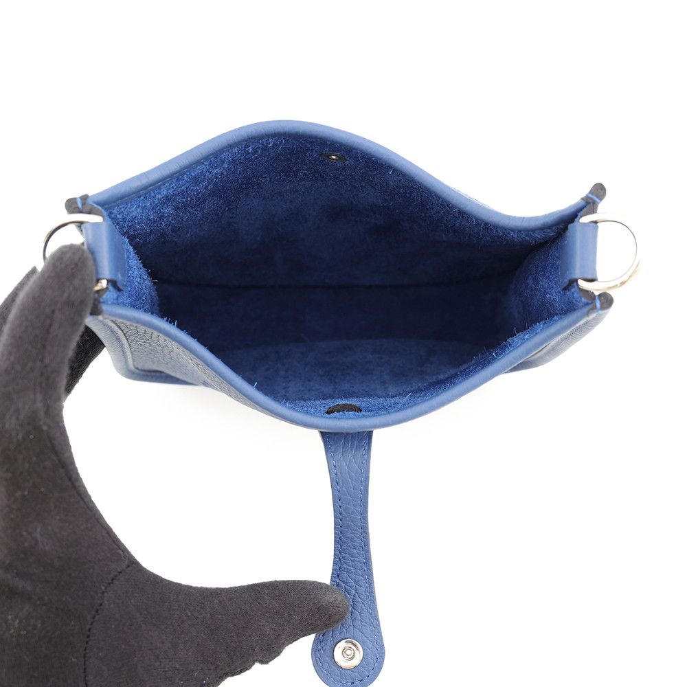 Hermes Shoulder Bag Evelyne TPM 111 Amazon Blue Tie Silver Taurillon Clemence — view 5