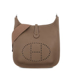 Hermes Shoulder Bag Evelyne Etoupe Silver Taurillon Clemence