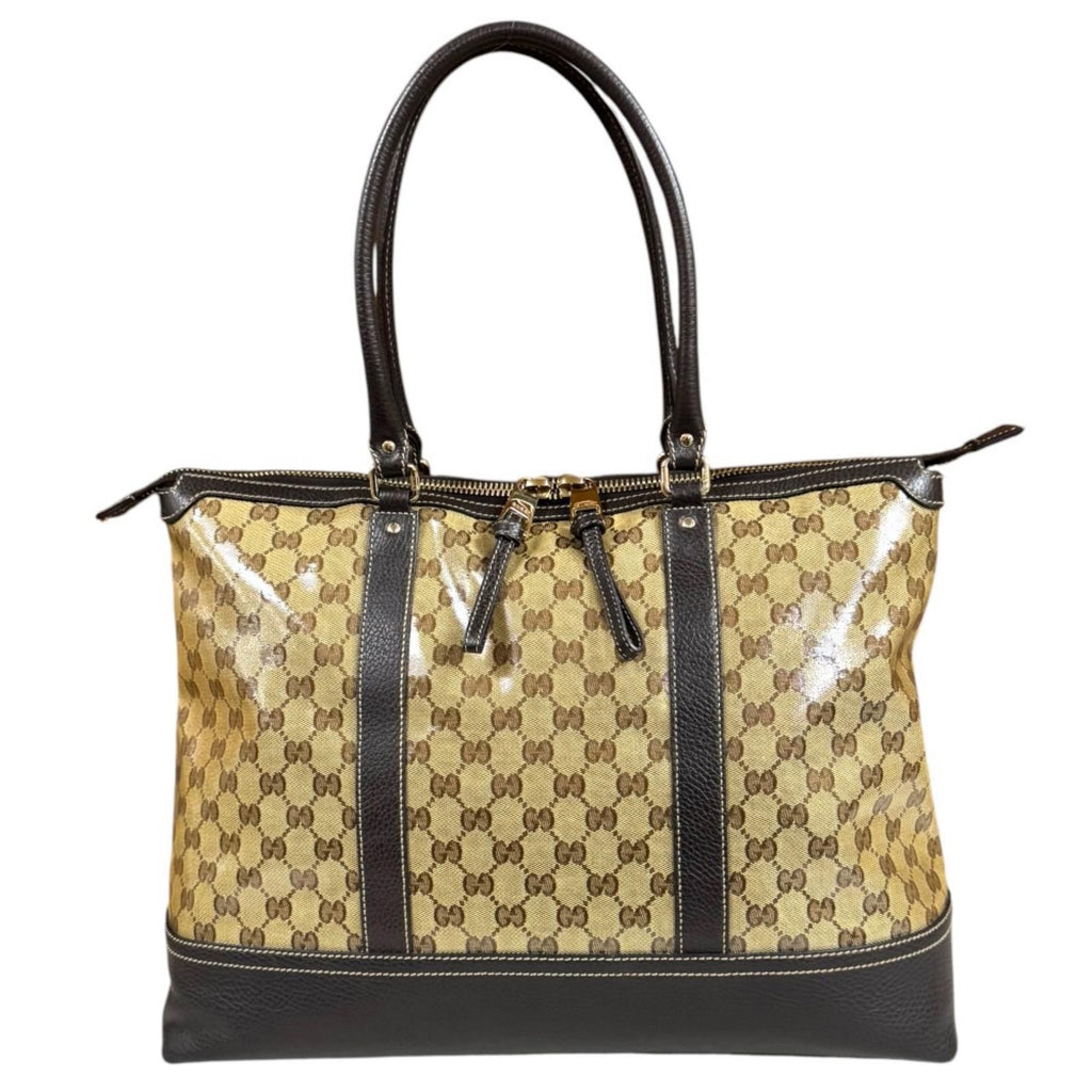 Gucci GG Crystal Tote Coatingcanvas Brown Second