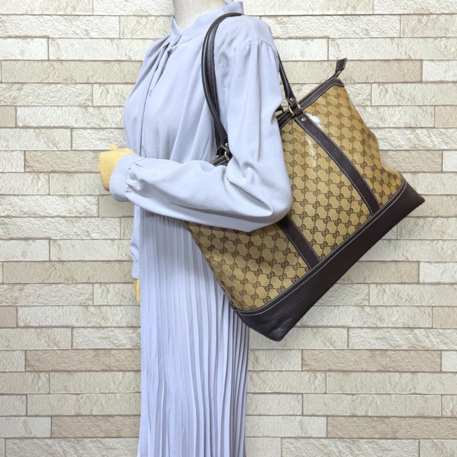 Gucci GG Crystal Tote Coatingcanvas Brown Second — view 2