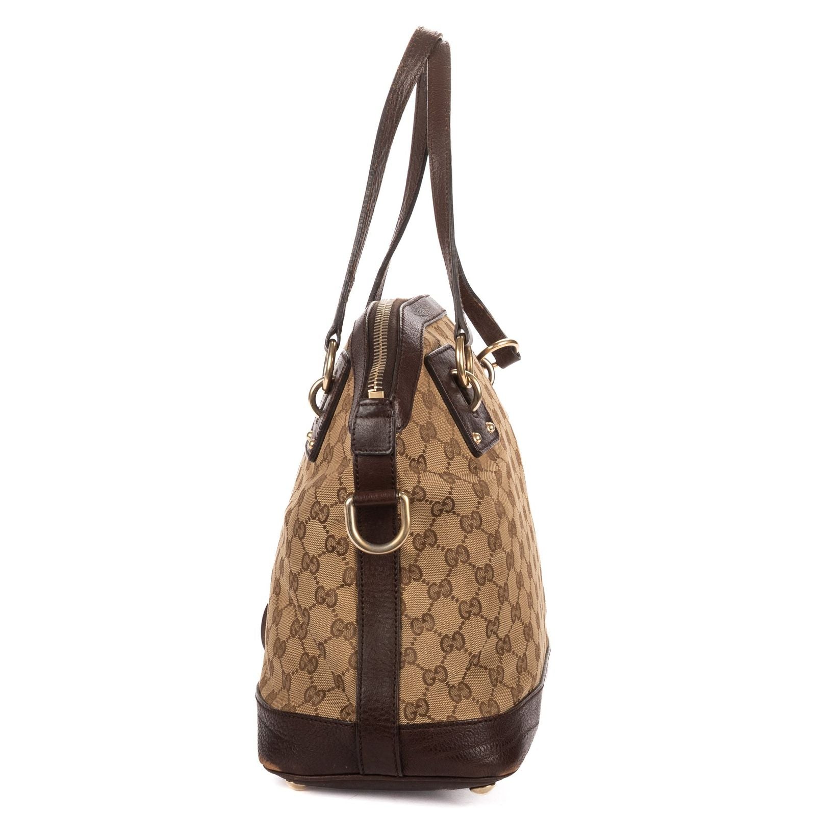 Gucci Charm Dome Tote Beige Darkbrown GG Canvas — view 3