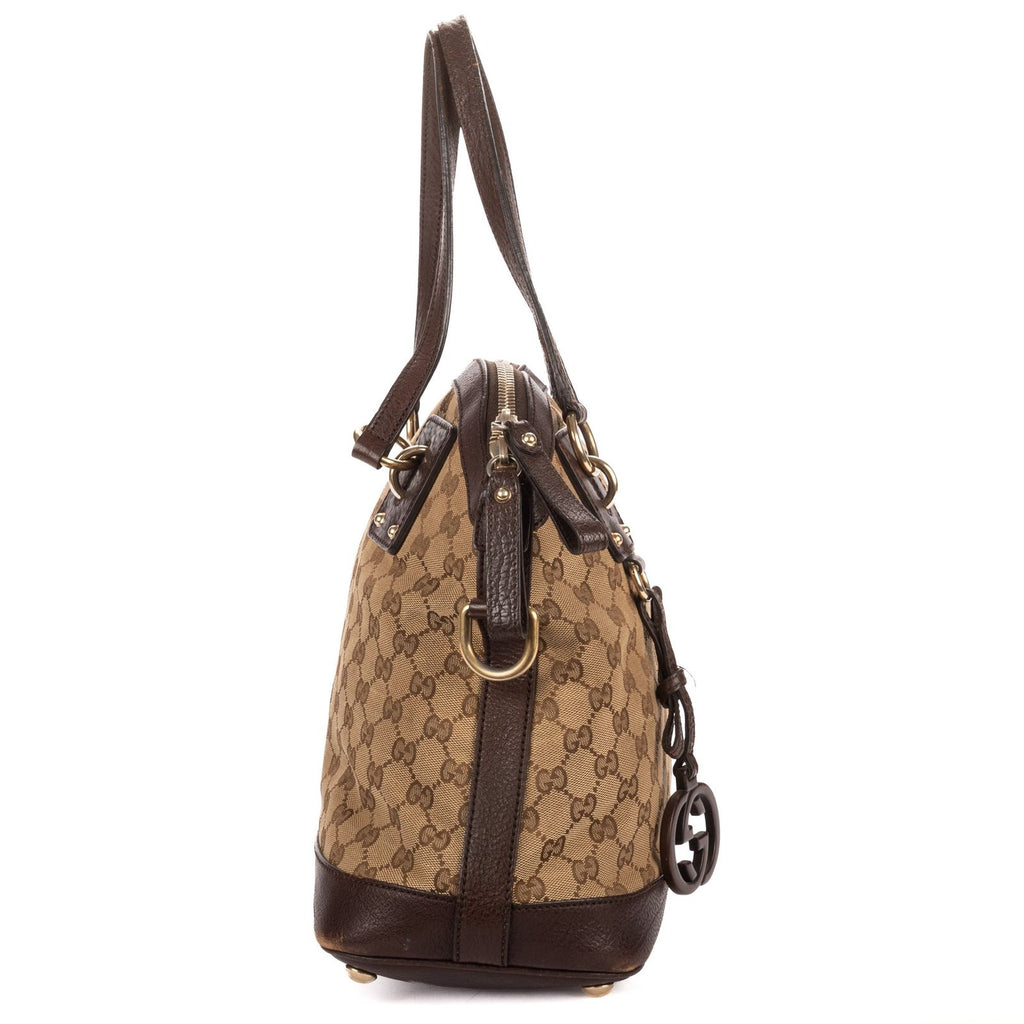 Gucci Charm Dome Tote Beige Darkbrown GG Canvas — view 4