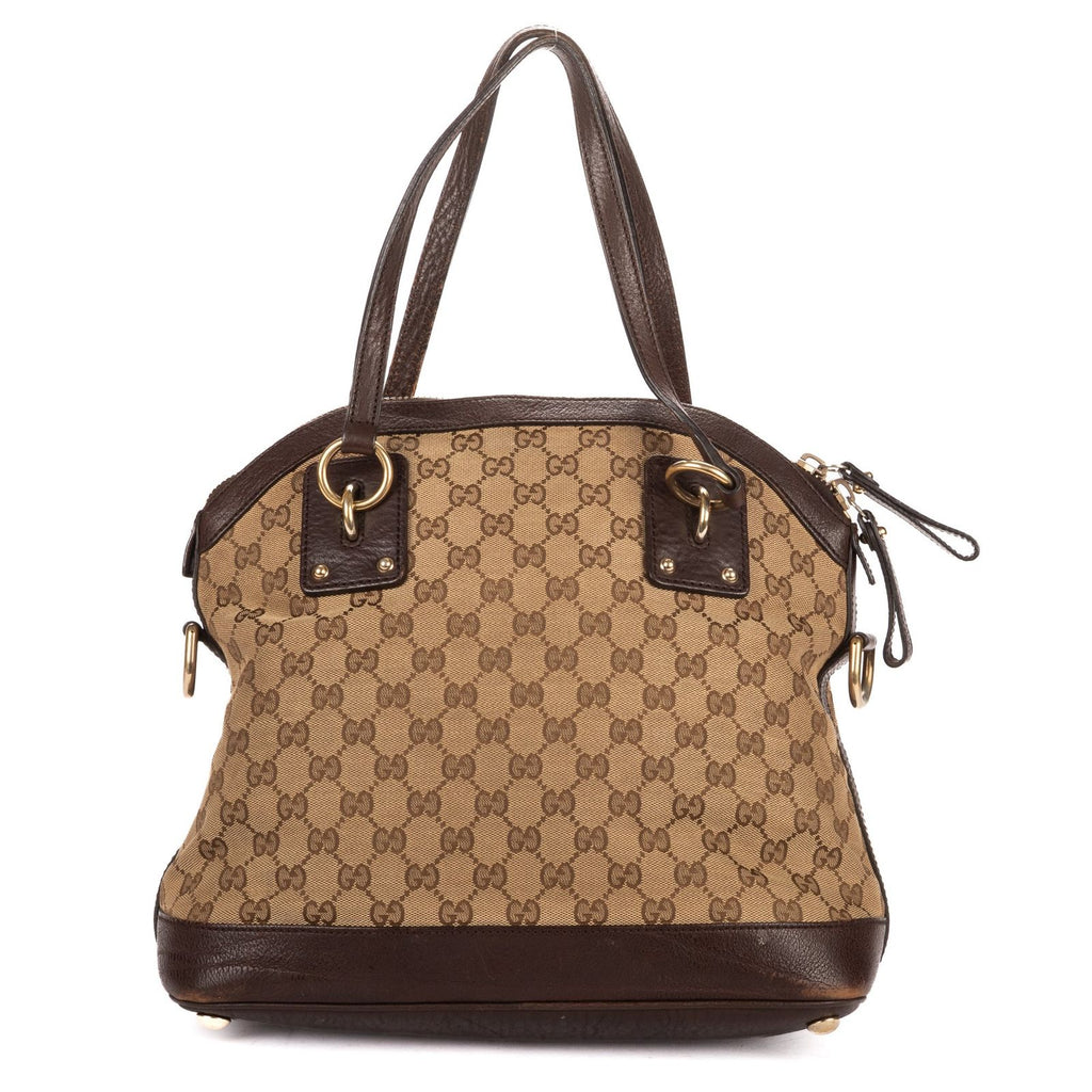 Gucci Charm Dome Tote Beige Darkbrown GG Canvas — view 5