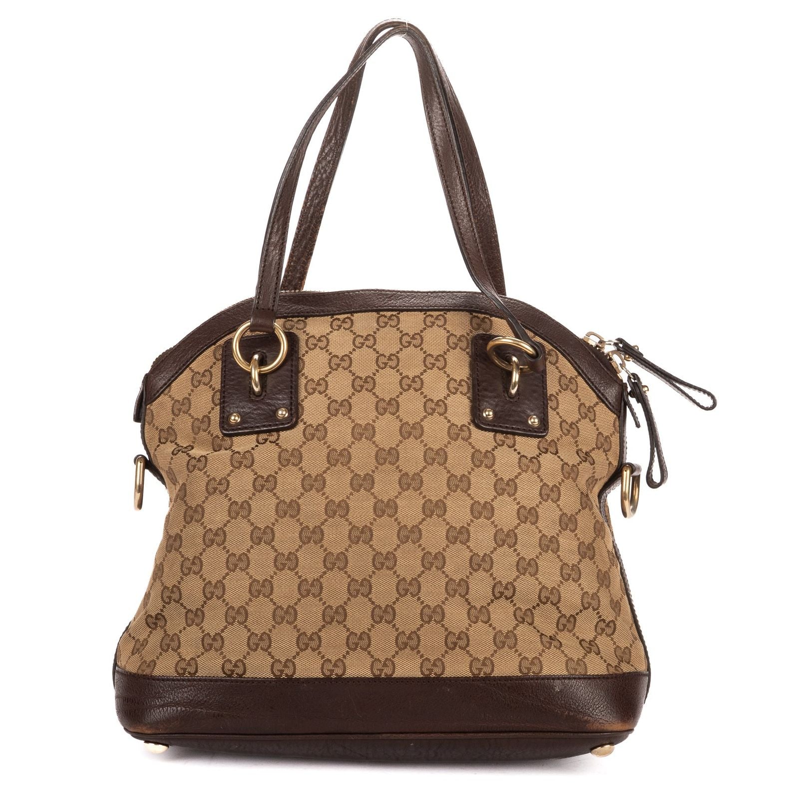 Gucci Charm Dome Tote Beige Darkbrown GG Canvas — view 5