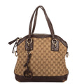 Gucci Charm Dome Tote Beige Darkbrown GG Canvas