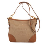 Prada Vintage Flap Cross Bodybrown Beige Jacquard canvas
