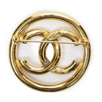Chanel CC Logo Round gold Plated Brooch — view 3