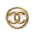 Chanel CC Logo Round gold Plated Brooch
