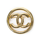 Chanel CC Logo Round gold Plated Brooch