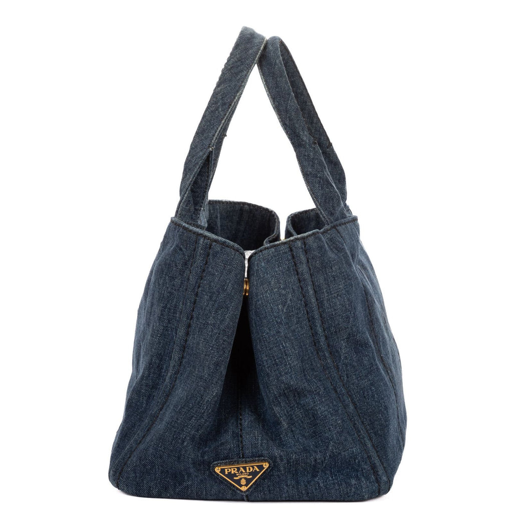 Prada Canapa Tote Blue Denim — view 4