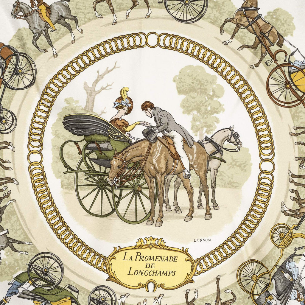 Hermes Scarf Light Pink Green Twillsilk — view 3