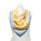 Hermes Scarf Light Blue Yellow Green 100% Twillsilk