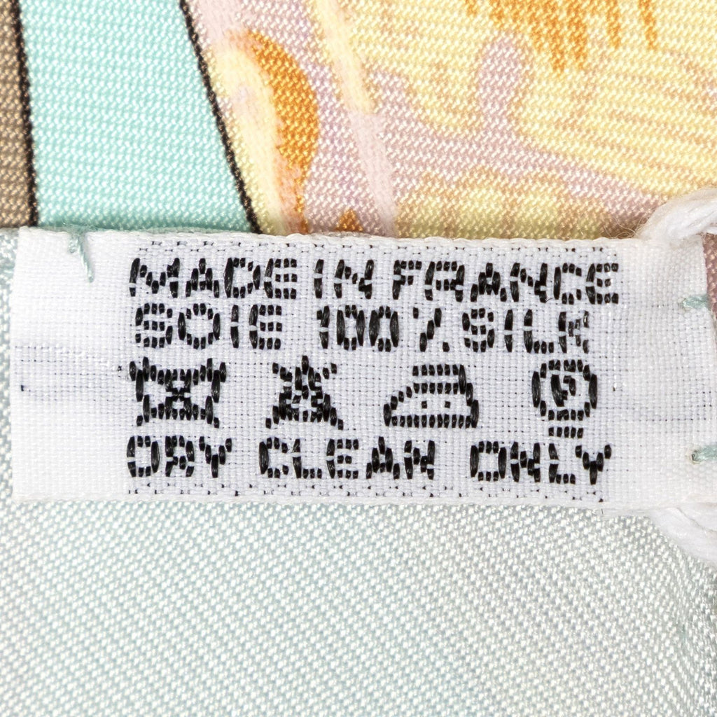 Hermes Scarf Orange Light Green 100% Twillsilk — view 5