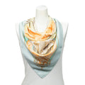 Hermes Scarf Orange Light Green 100% Twillsilk