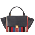 Celine Small navy Red White Stripecanvas Shoulder