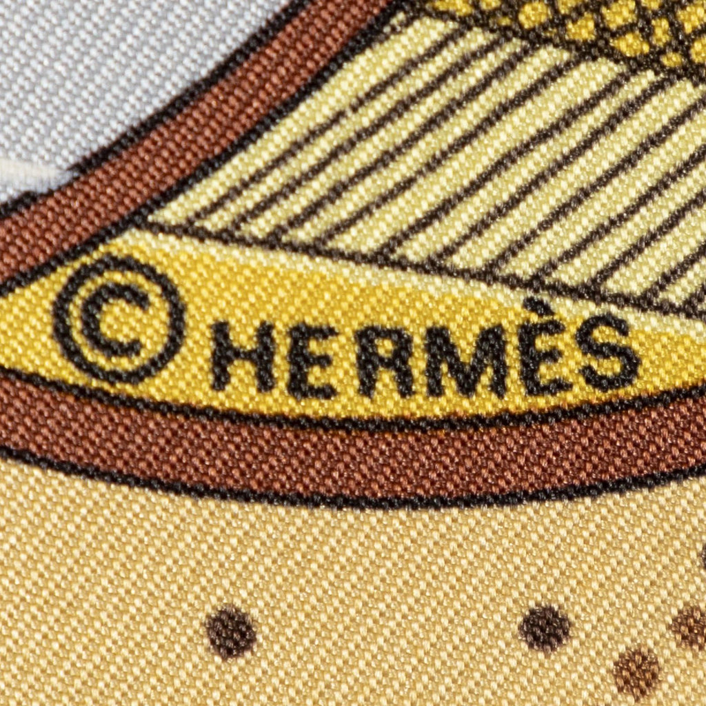 Hermes Scarf Orange Yellow Brown 100% Twillsilk — view 4