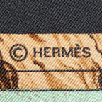 Hermes Scarf Black Light Green Yellow 100% Twillsilk — view 4