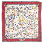 Hermes Scarf Ivory Red Gray 100% Twillsilk — view 2