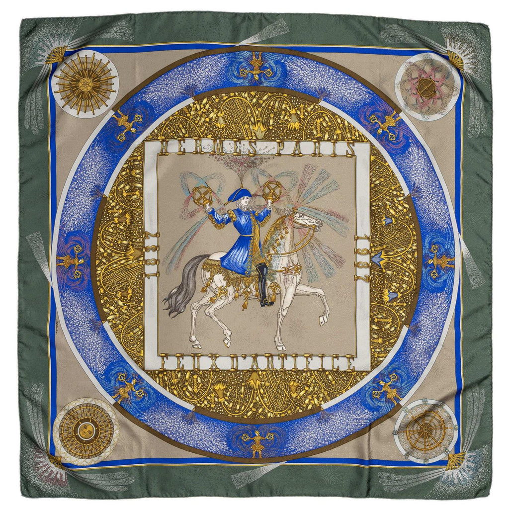 Hermes Scarf Green Blue 100% Jacquardsilk — view 2