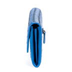 Bottega Veneta Flap Blue Intrecciato Calfskin Leathera — view 3