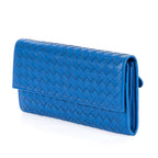 Bottega Veneta Flap Blue Intrecciato Calfskin Leathera — view 2