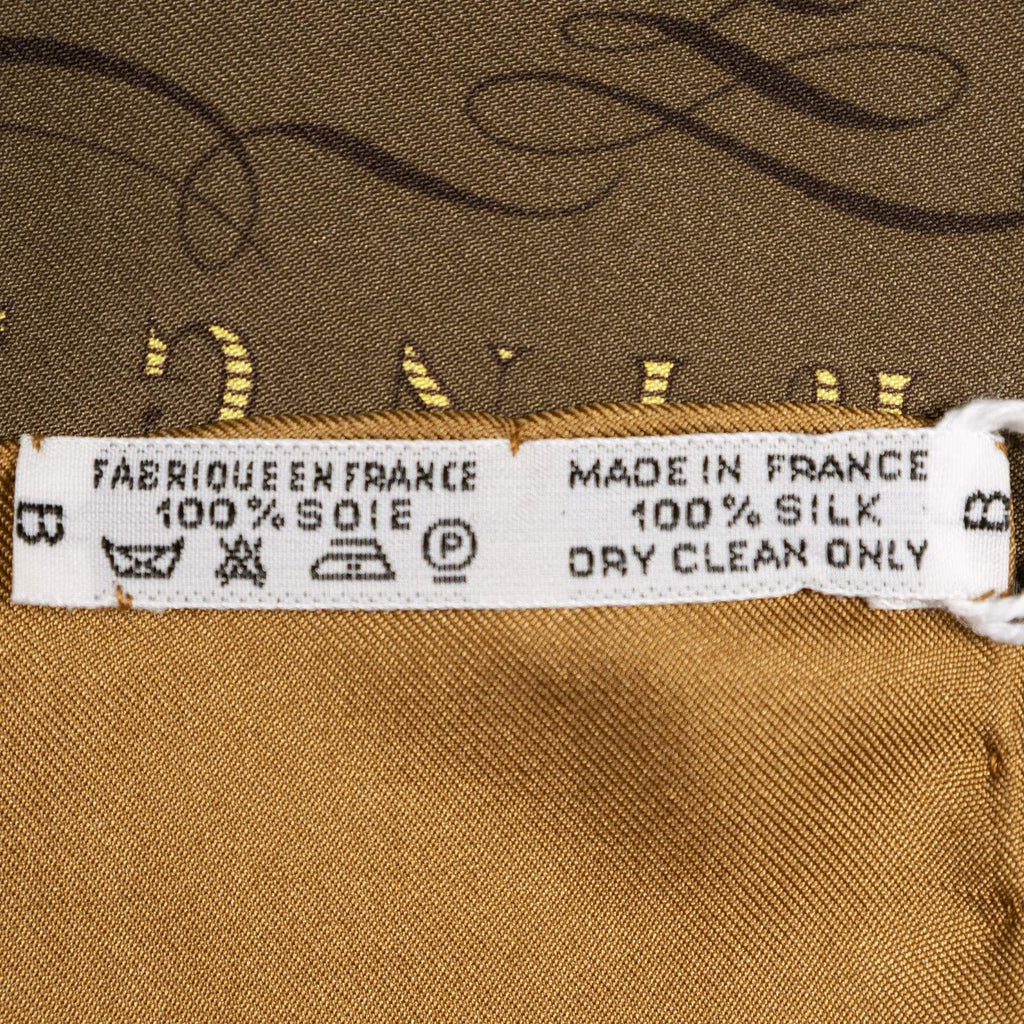 Hermes Scarf Brown Yellow Twillsilk — view 5