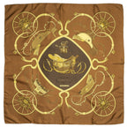 Hermes Scarf Brown Yellow Twillsilk — view 2