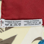 Hermes Scarf Red Blue 100% Gold Twill Silk — view 5