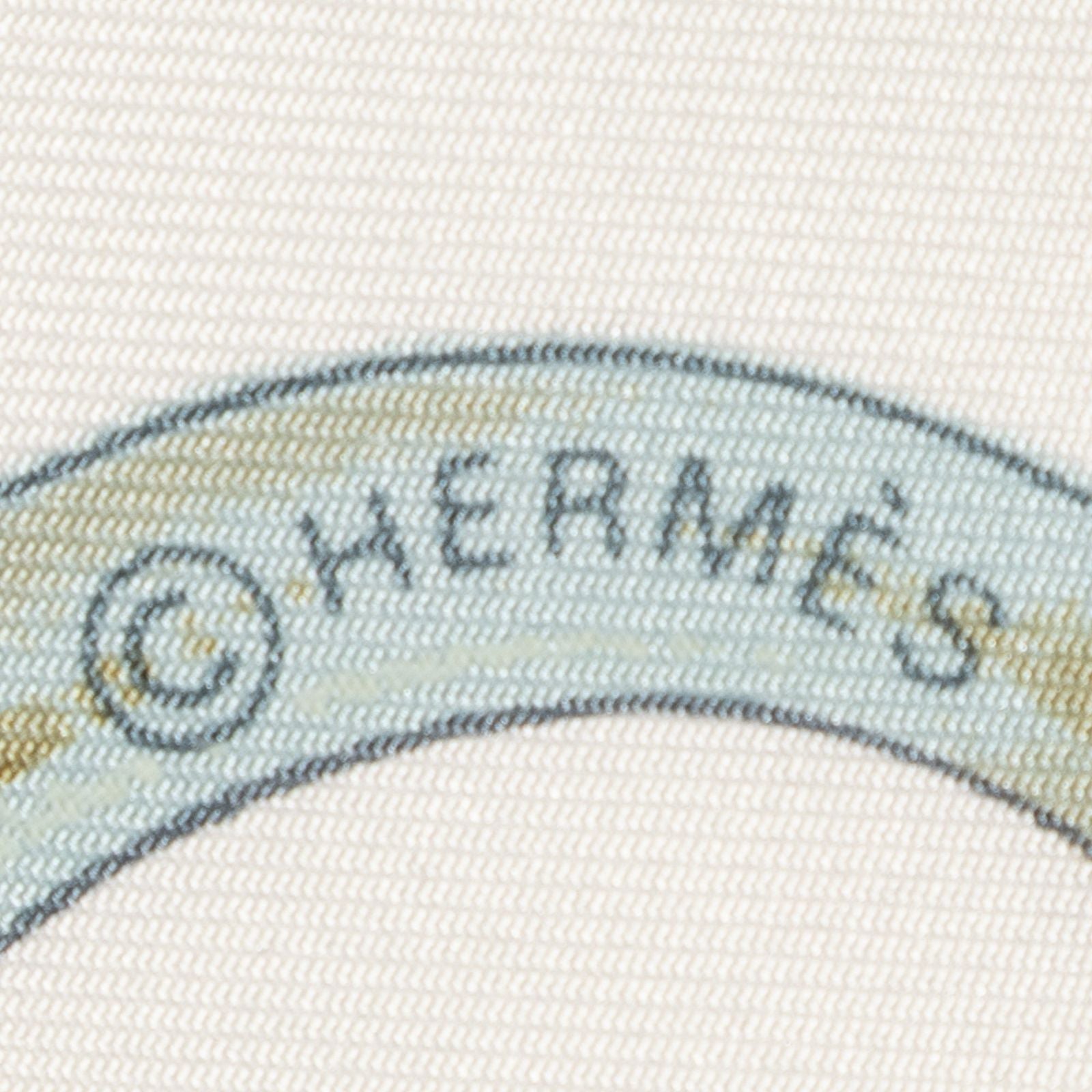 Hermes Scarf Light Green Brown White 100% Twillsilk — view 4