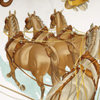 Hermes Scarf Light Green Brown White 100% Twillsilk — view 3