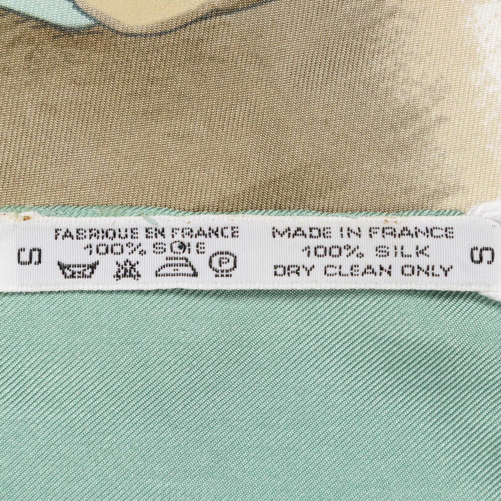 Hermes Scarf Light Green Brown White 100% Twillsilk — view 5