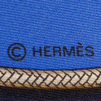 Hermes Scarf Navy Blue Brown 100% Twillsilk — view 4