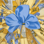 Hermes Scarf Navy Yellow 100% Twillsilk — view 3