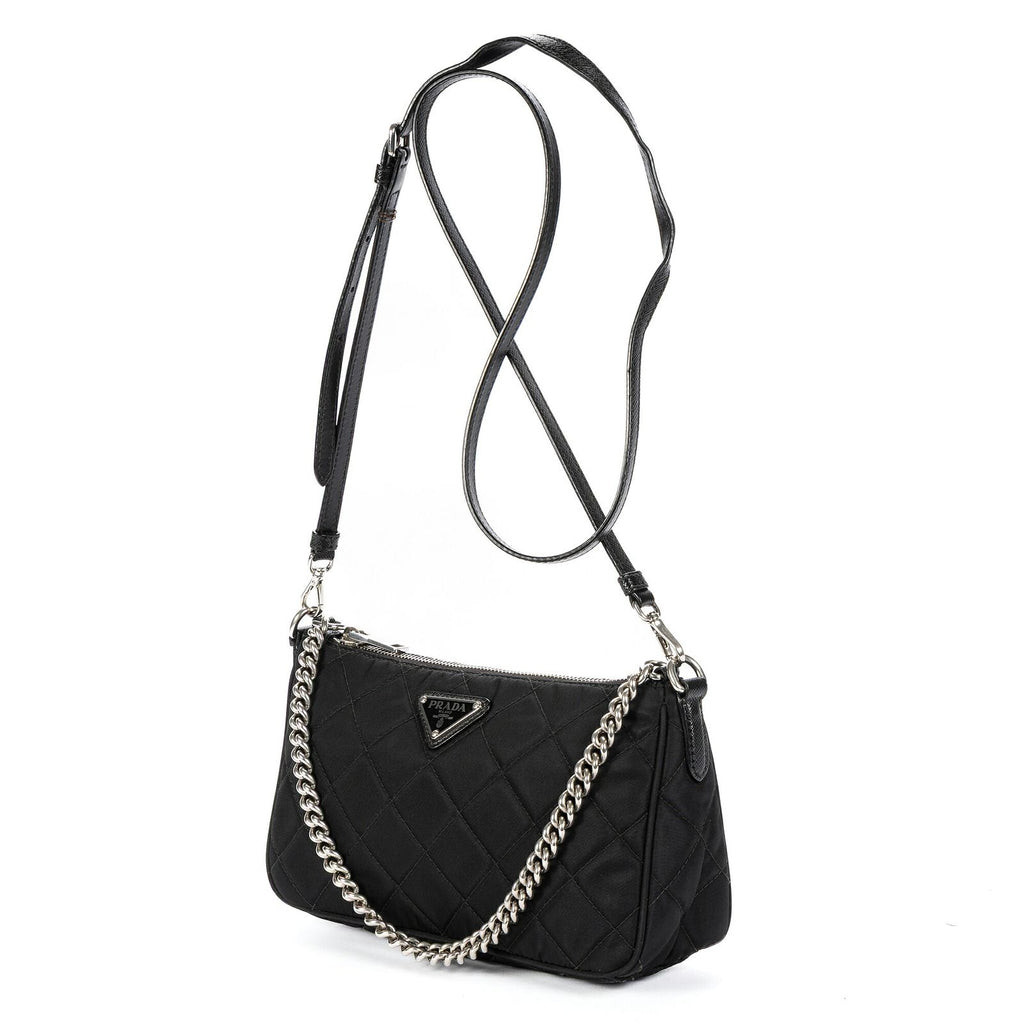 Prada Chain Shoulder Black Nylon Canvas — view 2