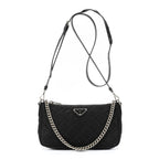 Prada Chain Shoulder Black Nylon Canvas