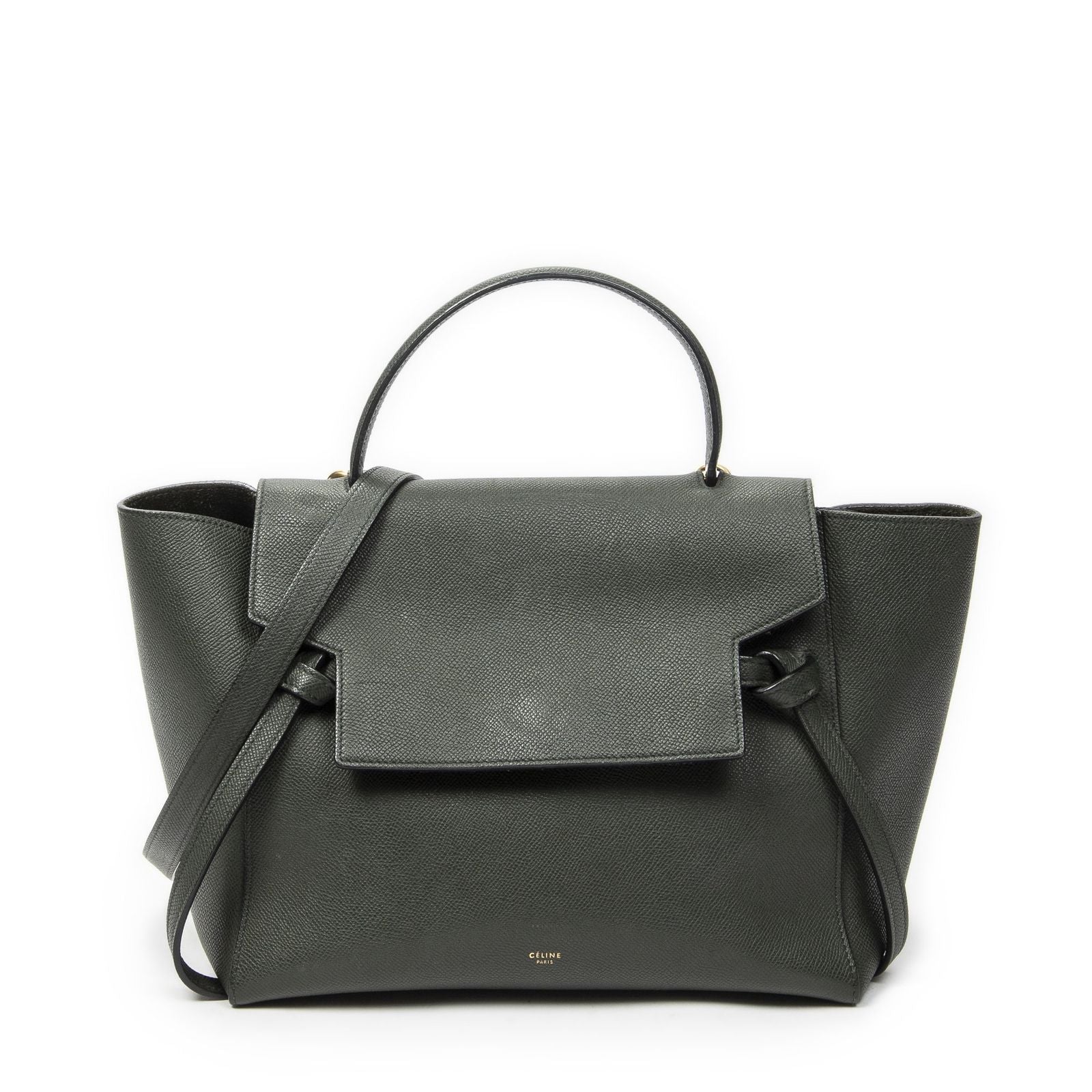 Celine Minibelt Darkgreen Grain Calf Leather Handbag