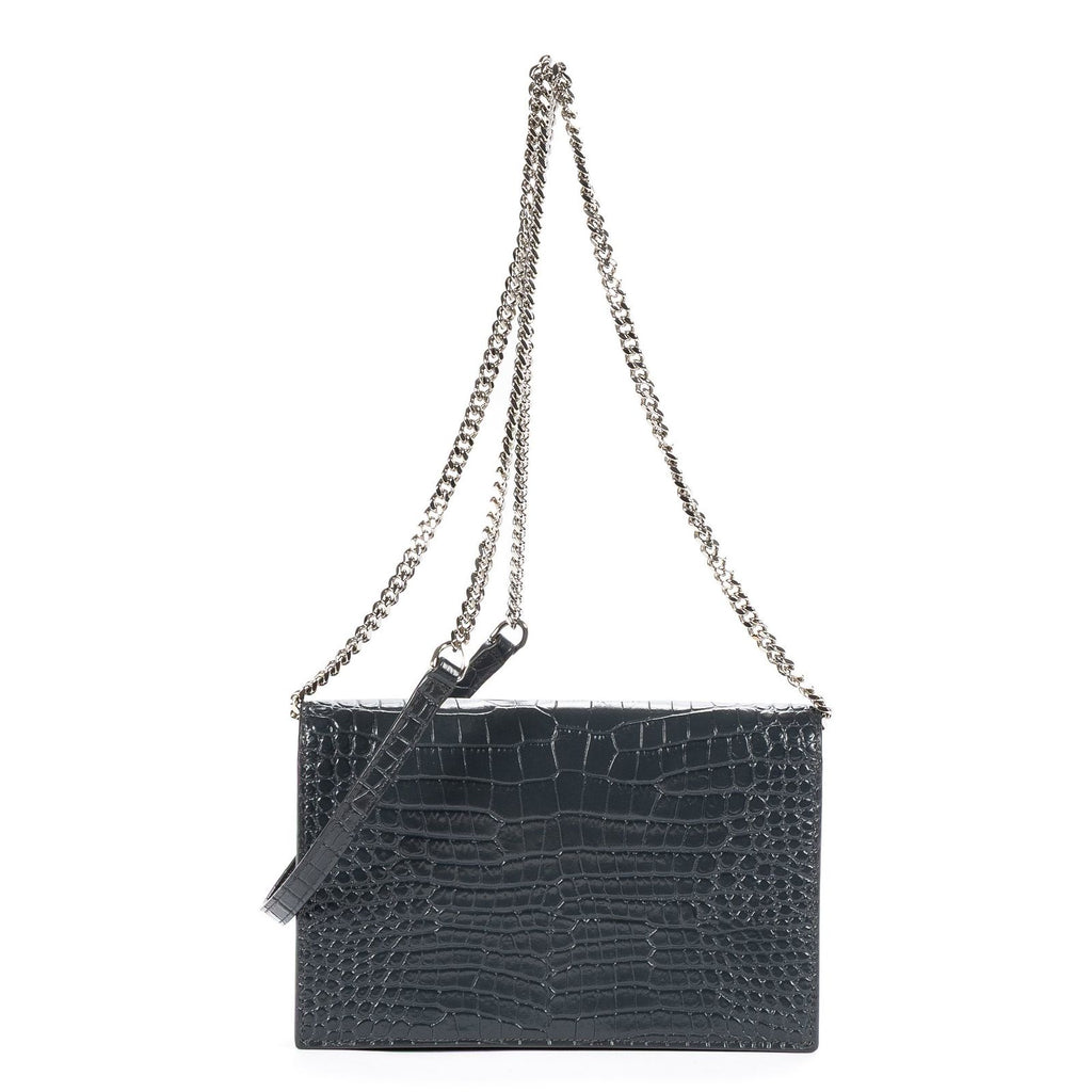 Saint Laurent Kate Tassel Chain Wallet Darkgray Crocoshape Pushleather Shoulder — view 5