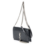 Saint Laurent Kate Tassel Chain Wallet Darkgray Crocoshape Pushleather Shoulder — view 2