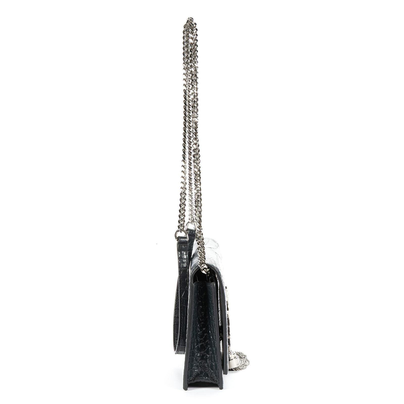 Saint Laurent Kate Tassel Chain Wallet Darkgray Crocoshape Pushleather Shoulder — view 4