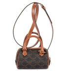 Celine Mini Boston Cross Bodydarkbrown Tantriomphe Canvas Crossbody — view 5