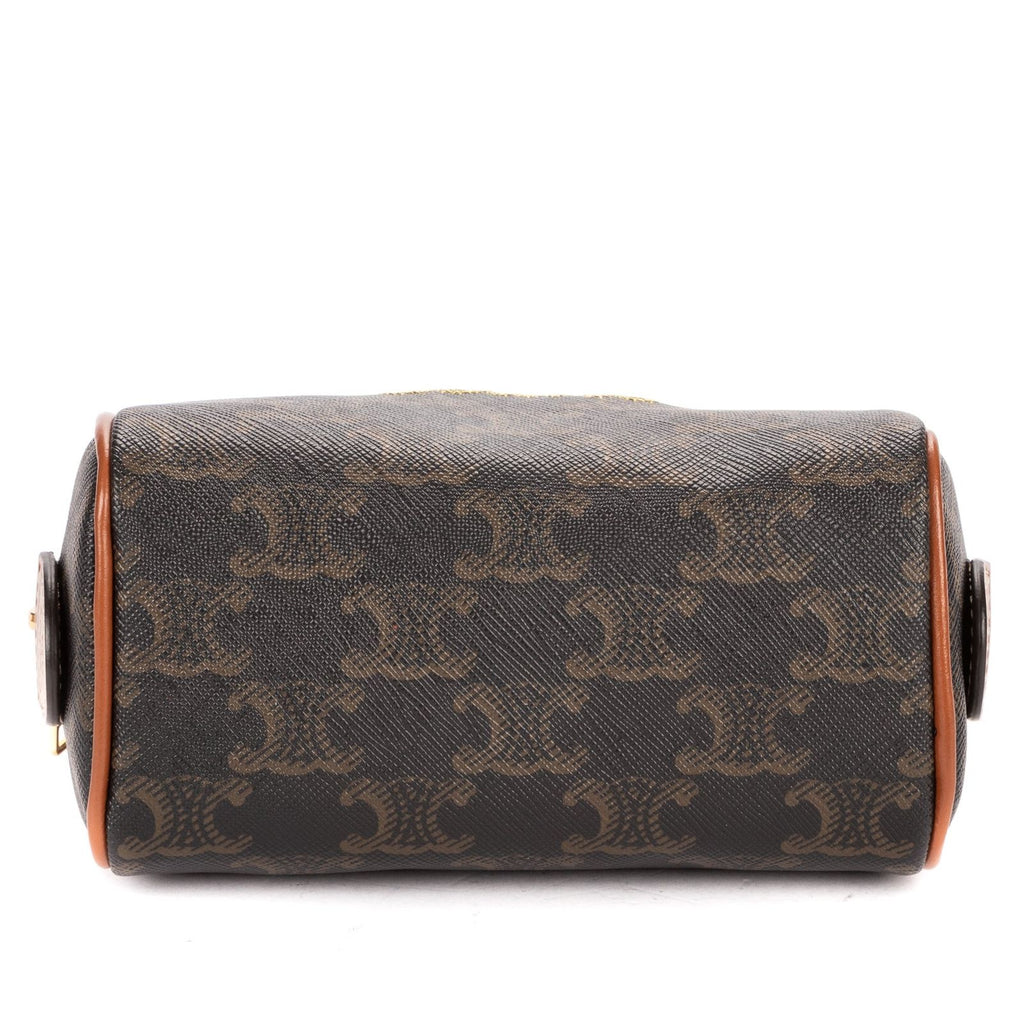 Celine Mini Boston Cross Bodydarkbrown Tantriomphe Canvas Crossbody — view 6