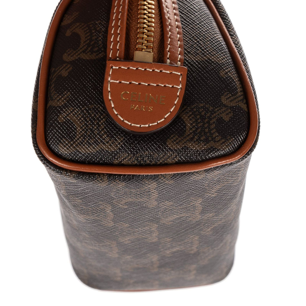 Celine Mini Boston Cross Bodydarkbrown Tantriomphe Canvas Crossbody — view 7