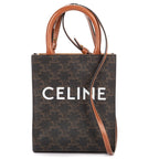 Celine Mini Vertical Cabas Darkbrown Tantriomphe Canvas Tote