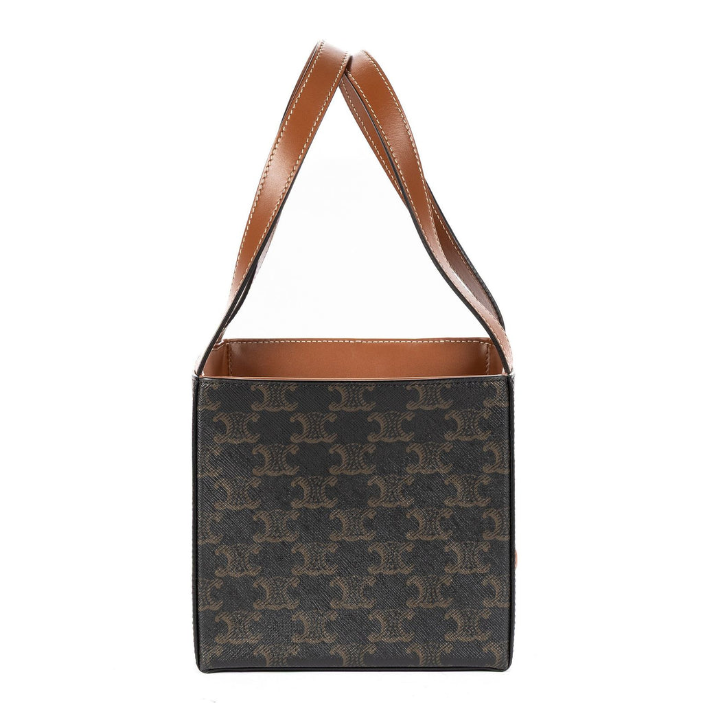 Celine Snap Box Darkbrown Tantriomphe Canvas Handbag — view 4