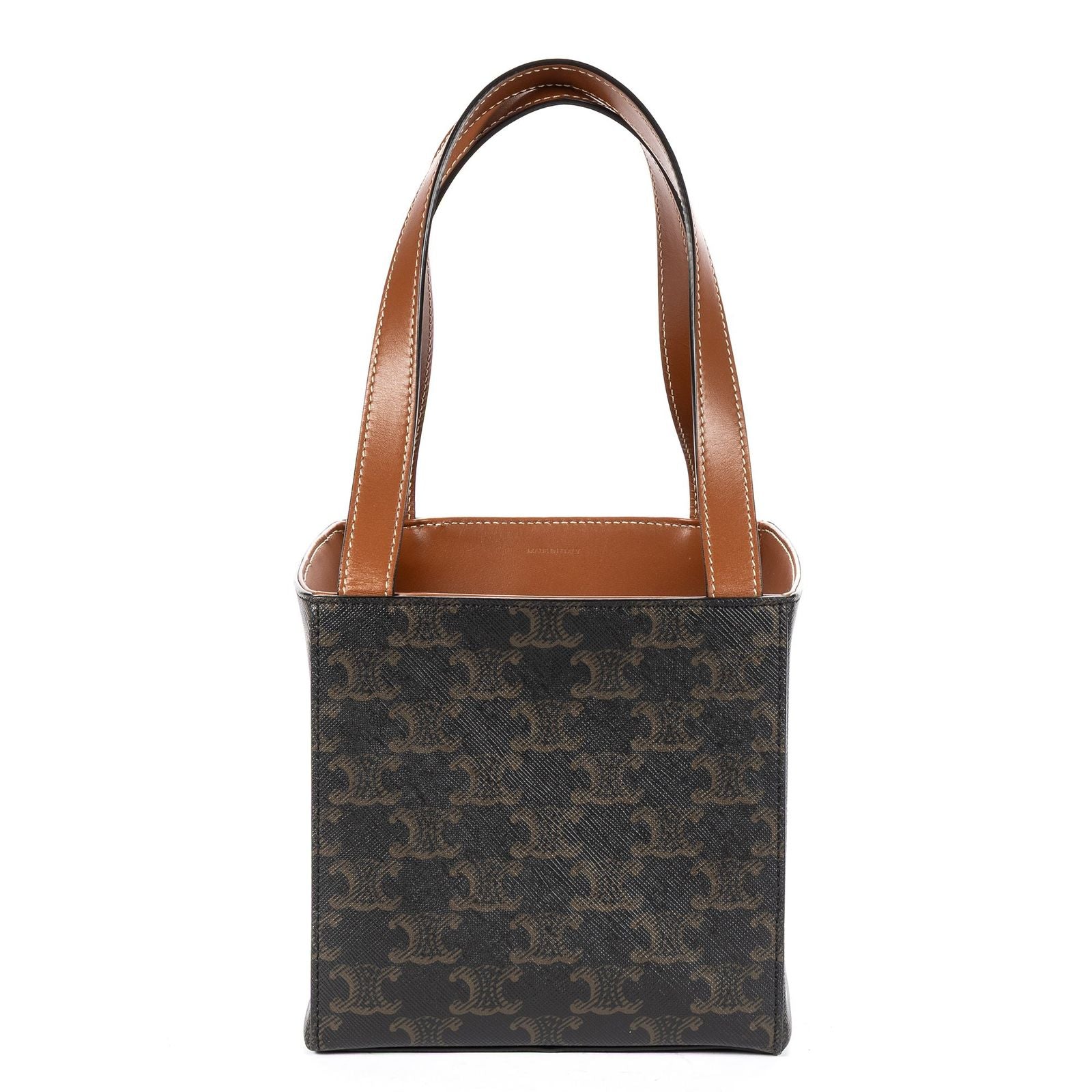 Celine Snap Box Darkbrown Tantriomphe Canvas Handbag — view 5