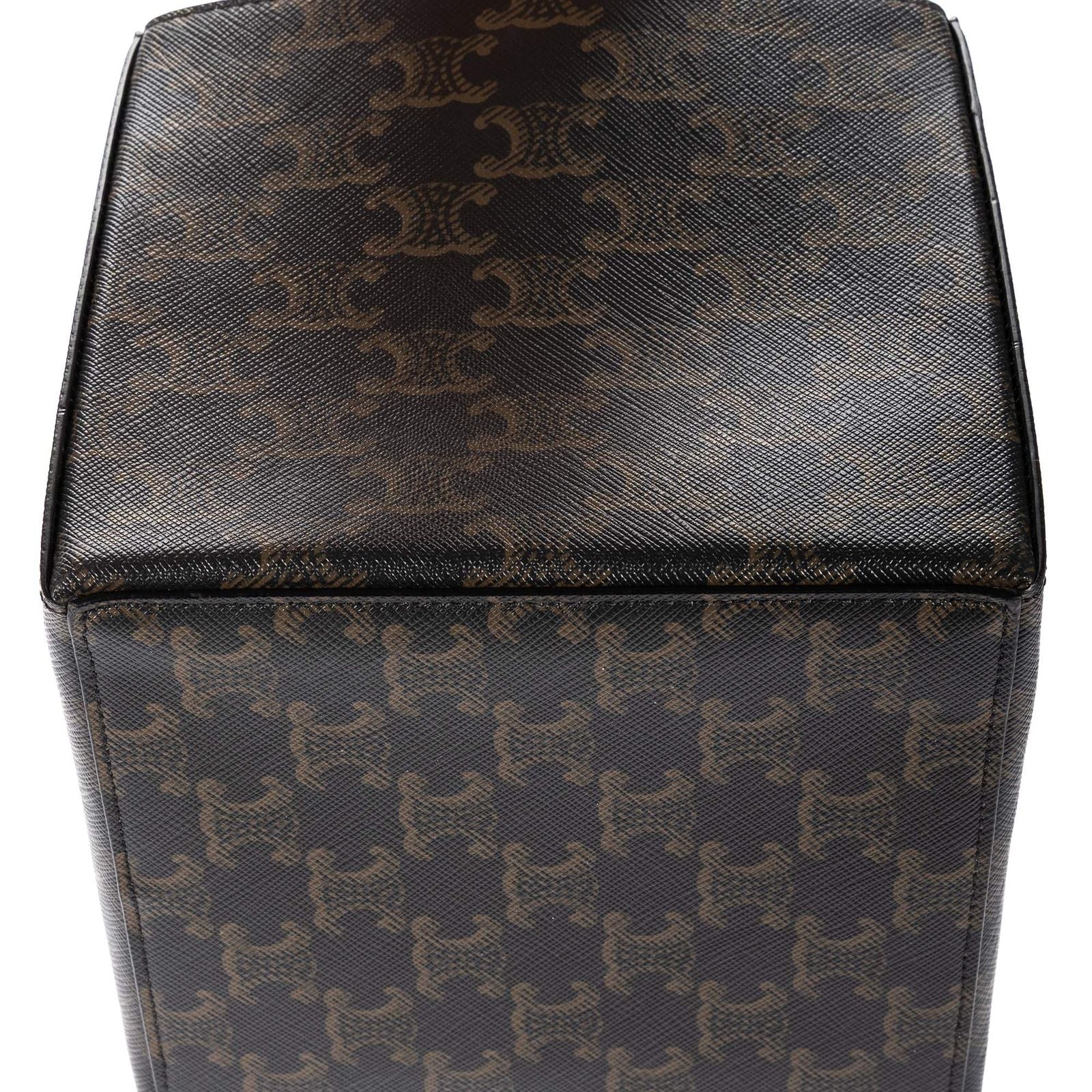 Celine Snap Box Darkbrown Tantriomphe Canvas Handbag — view 7