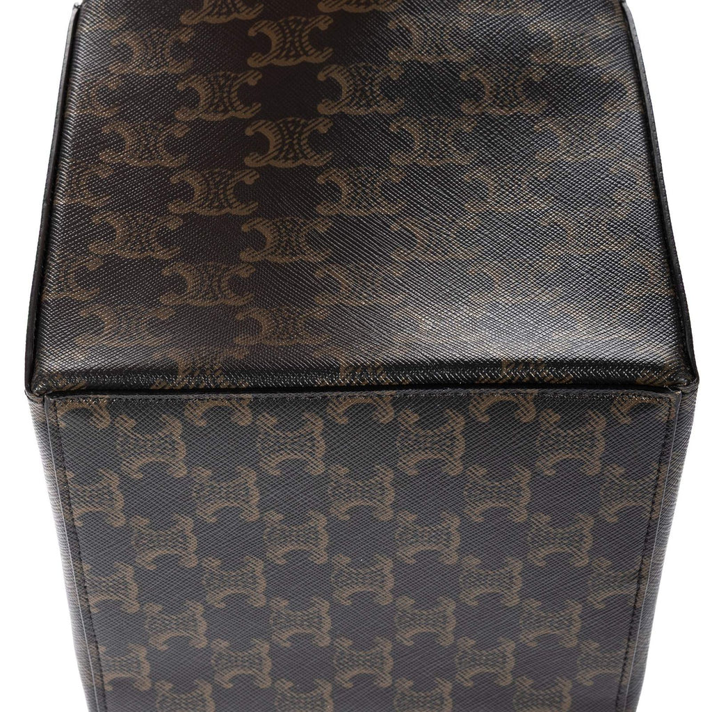 Celine Snap Box Darkbrown Tantriomphe Canvas Handbag — view 8