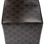 Celine Snap Box Darkbrown Tantriomphe Canvas Handbag — view 8