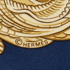 Hermes Scarf Navy Green White 100% Twillsilk — view 4